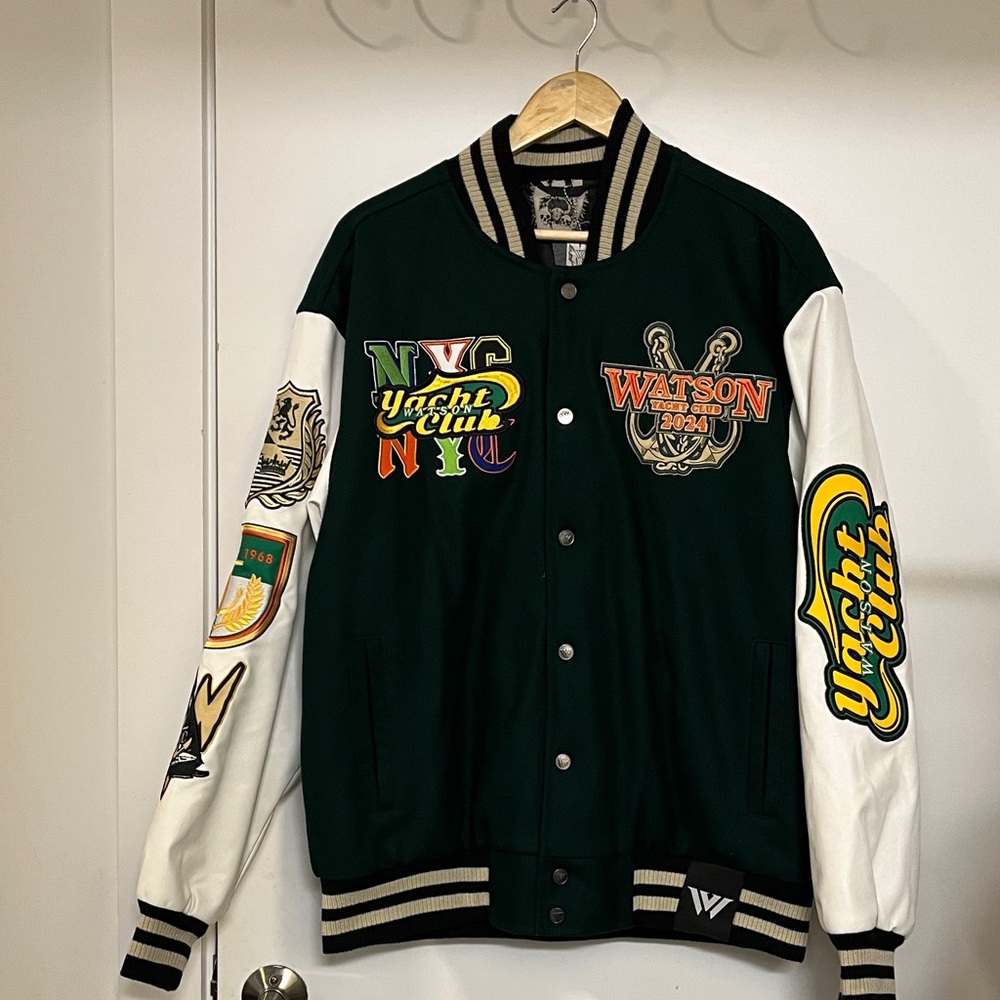 Watson Green and White NY Yacht Club Varsity Jacket Size L 🔥🛥️🔥